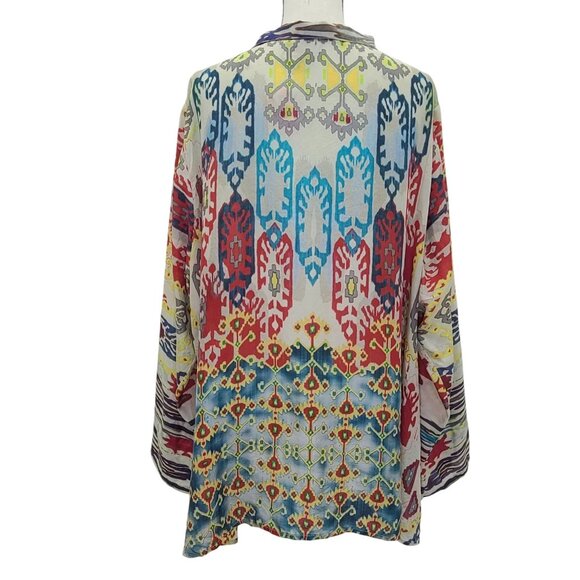 Johnny Was Silk Aztec Tunic- size XL - Picture 4 of 5